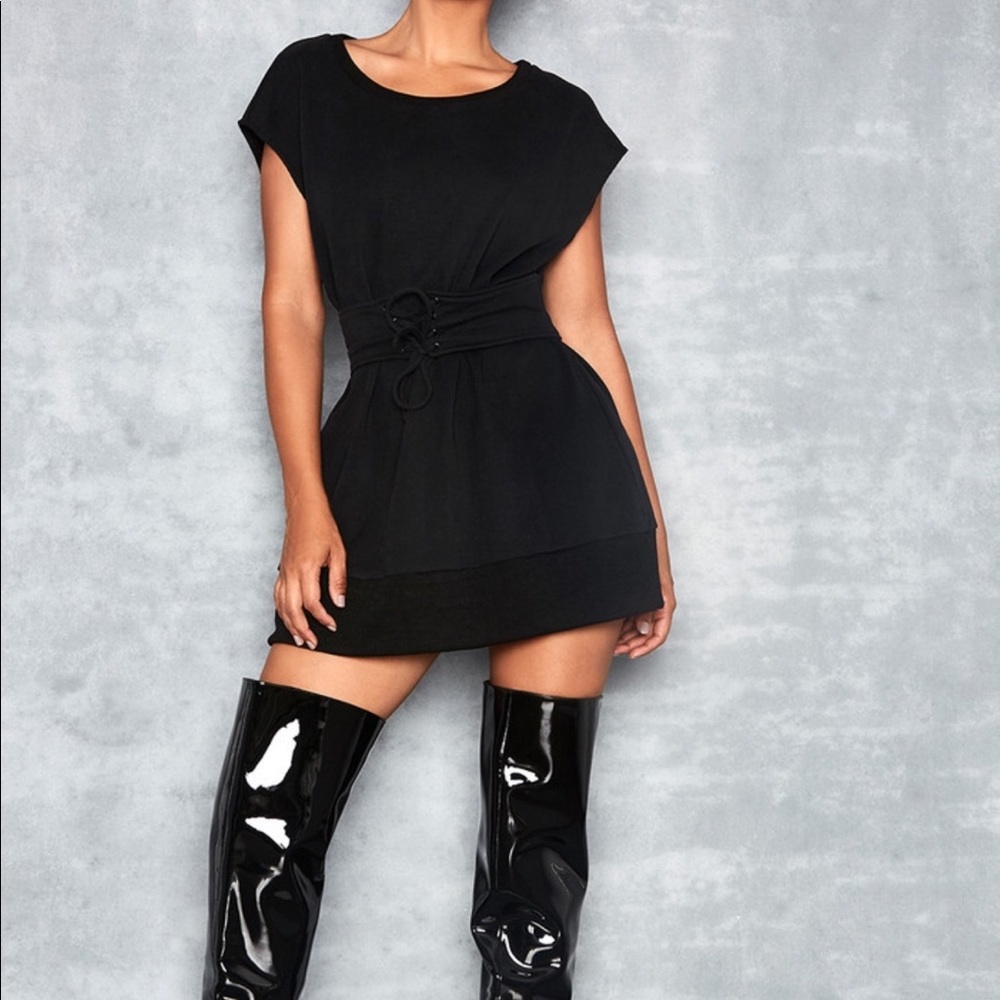 Black Sleeveless Corset Sweatshirt